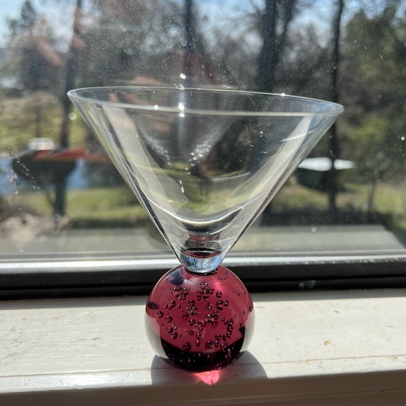 Unknown Dining Martini Glasses Clear Glass With Purple Controlled